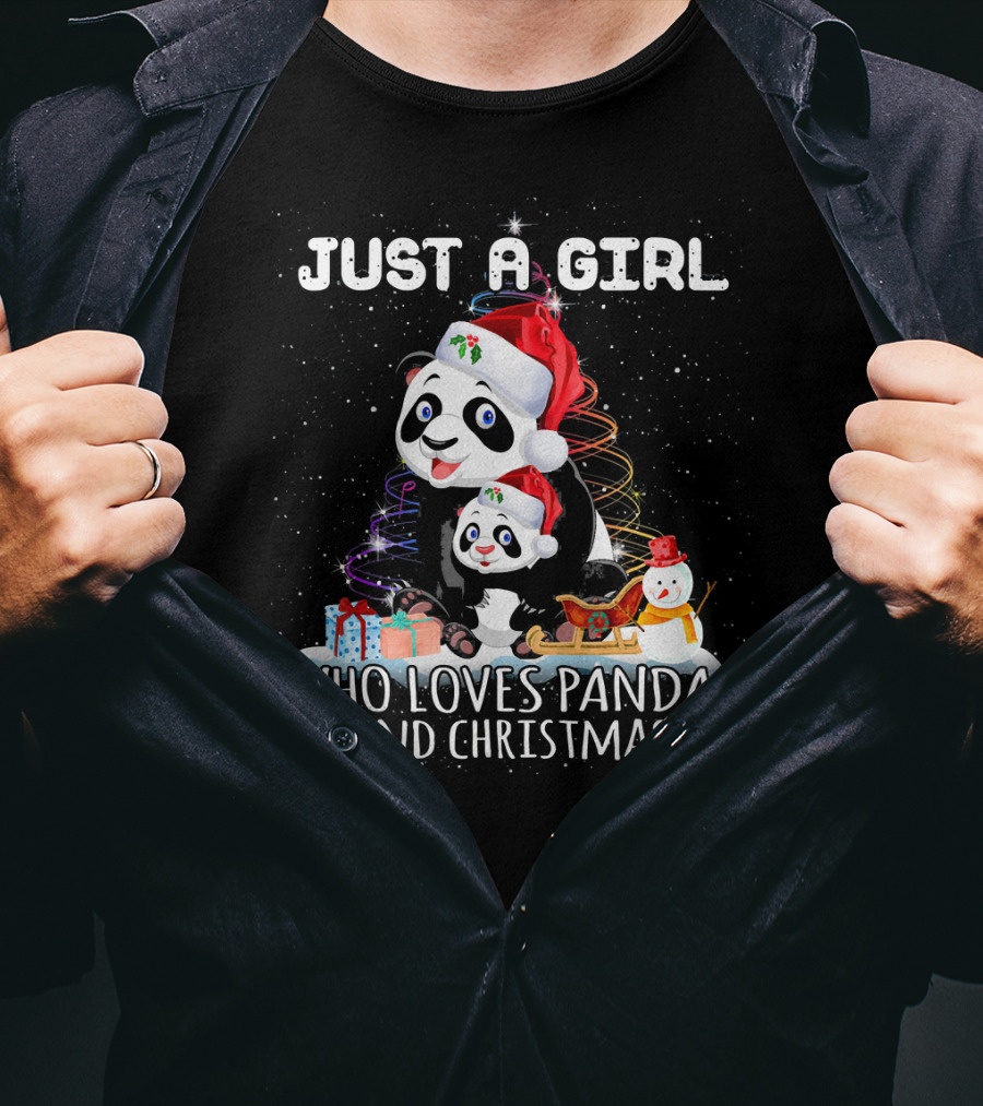 Just A Girl Who Loves Pandas And Christmas T-Shirt