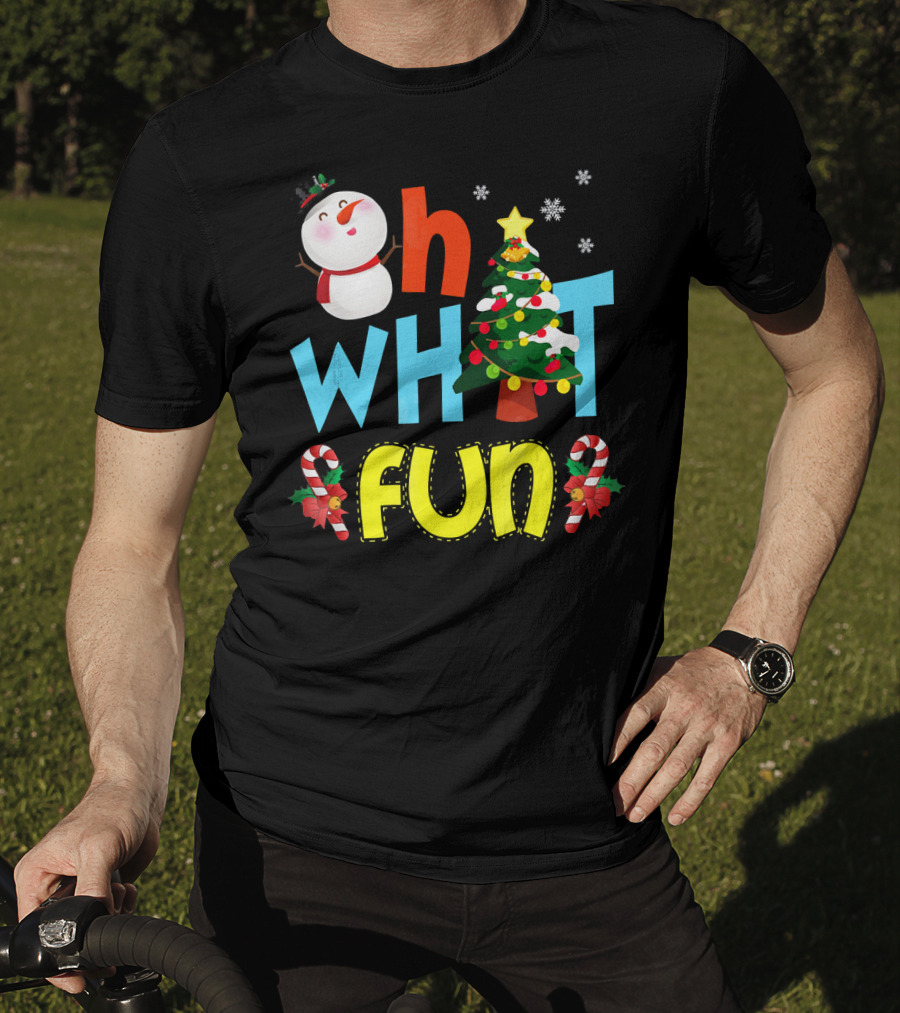 Oh What Fun Christmas Tree Snowman Candy Canes T-Shirt