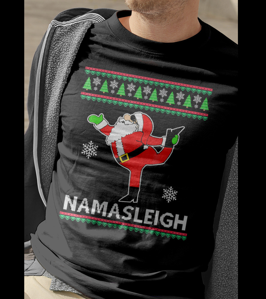 Namasleigh Santa Yoga Christmas Holiday T-Shirt