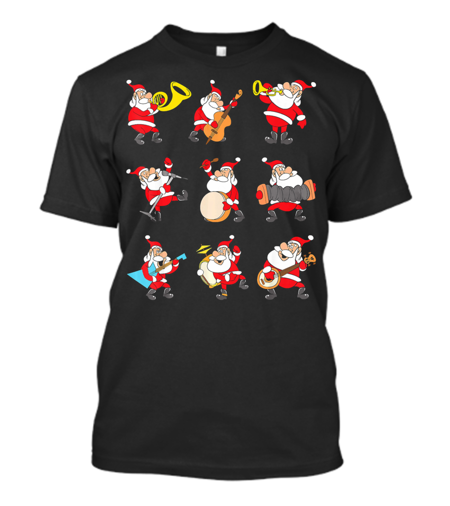 Santa Claus Playing Musical Instruments Ensemble T-Shirt