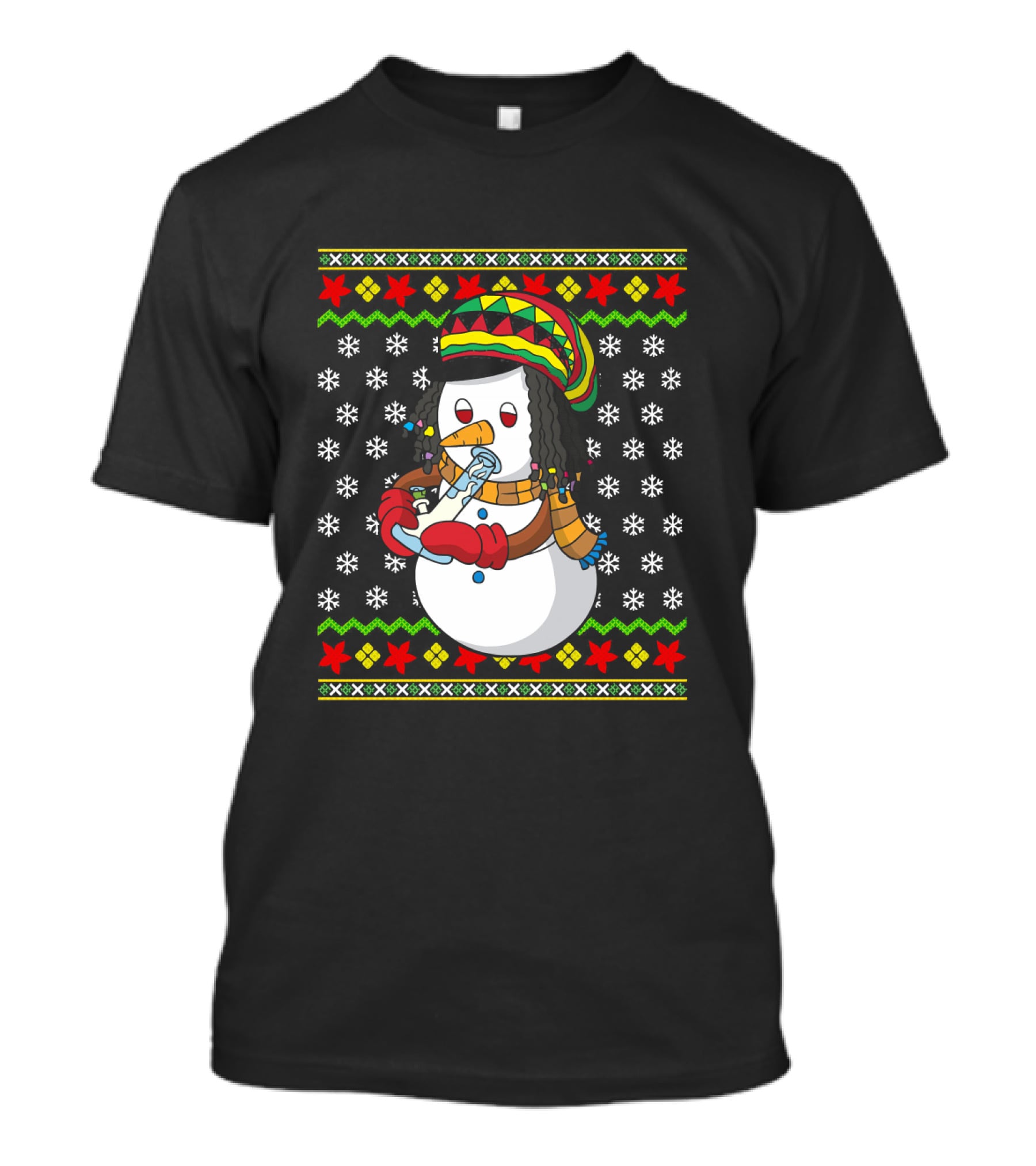Marijuana Snowman Cannabis Ugly Sweater Rasta T-Shirt