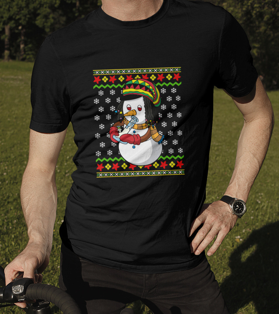 Marijuana Snowman Cannabis Ugly Sweater Rasta T-Shirt