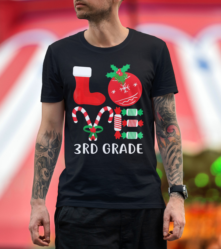 Candy Cane Christmas 3rd Grade Holiday T-Shirt