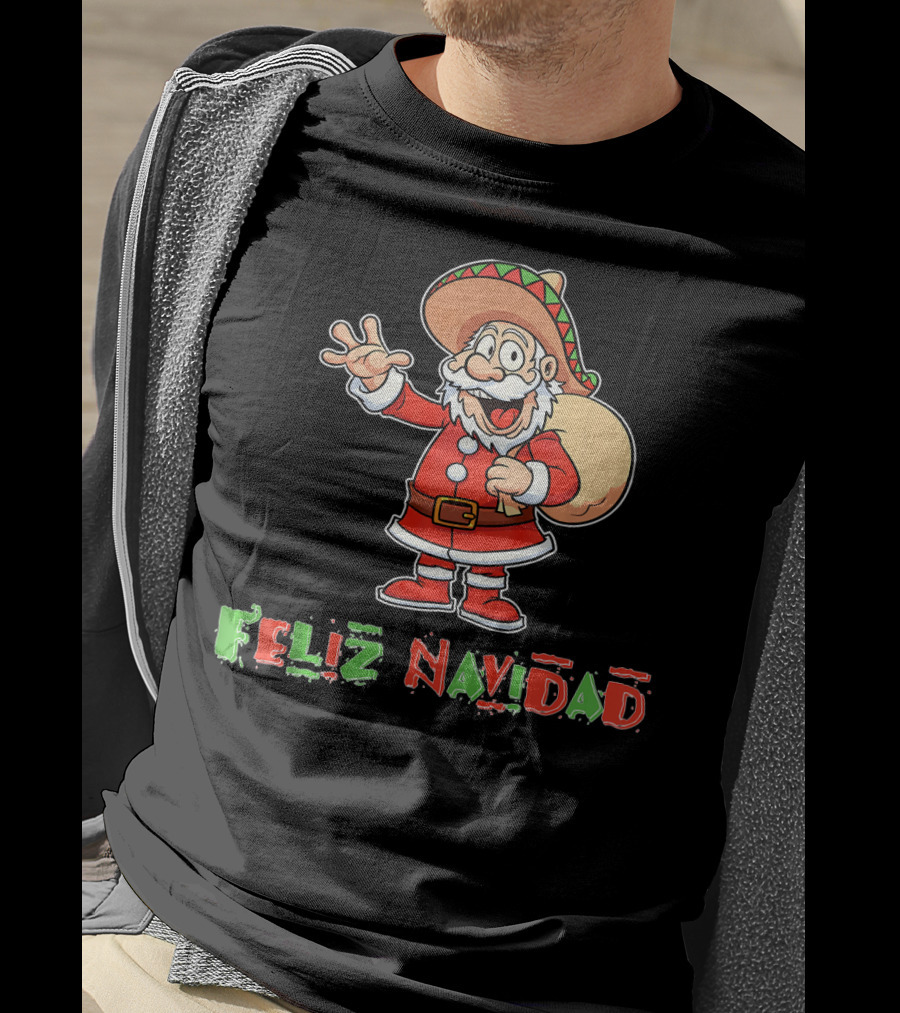 Feliz Navidad Mexican Santa Mexi Sombrero T-Shirt