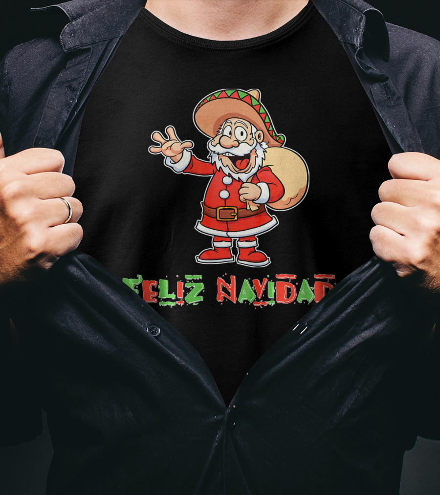 Feliz Navidad Mexican Santa Mexi Sombrero T-Shirt