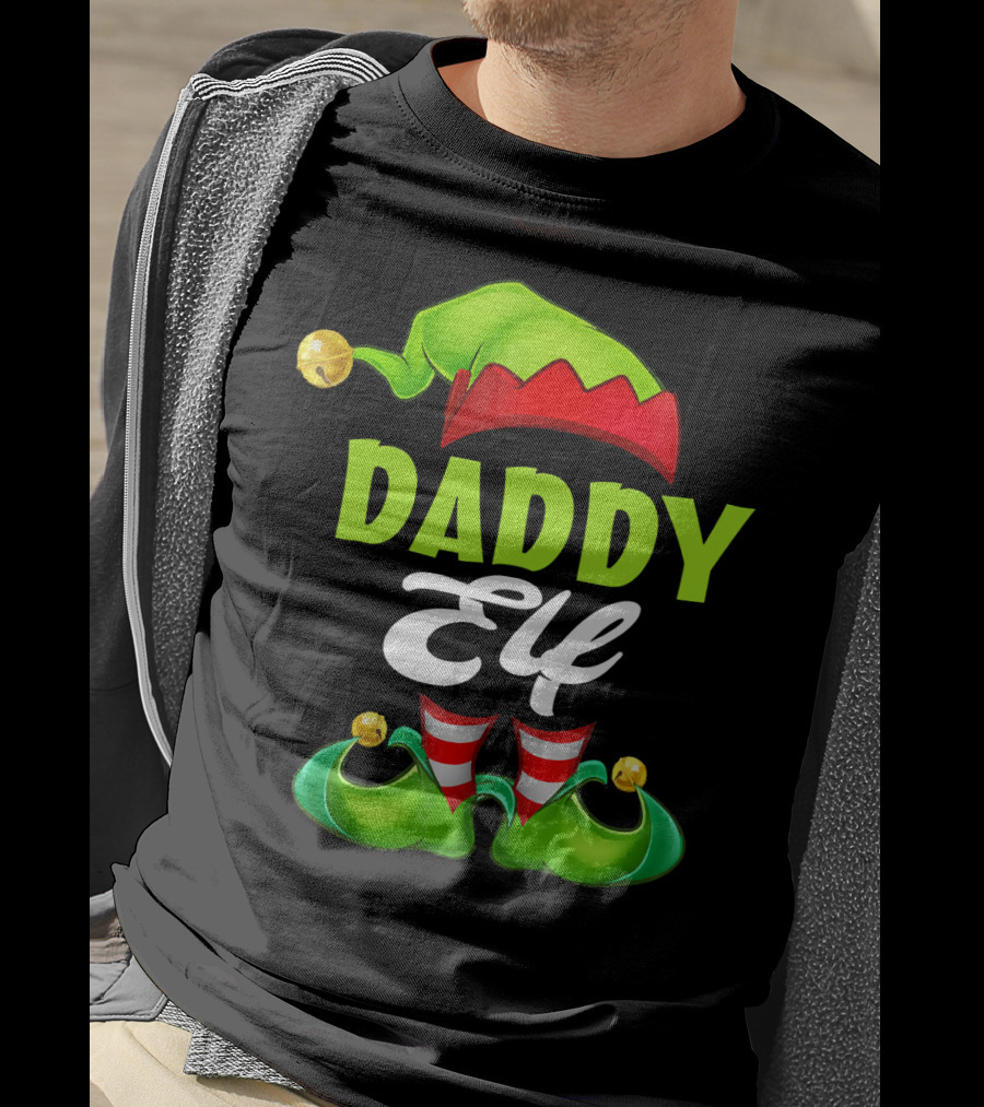 Daddy Elf Christmas Hat And Shoes T-Shirt