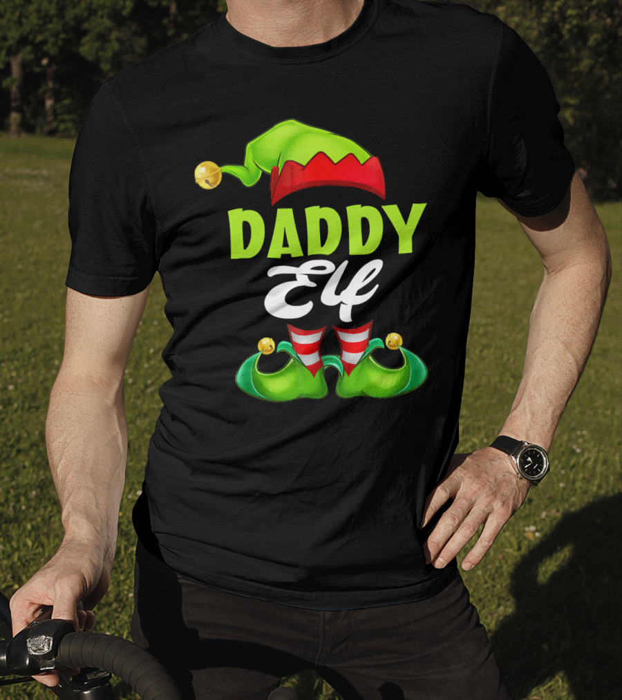 Daddy Elf Christmas Hat And Shoes T-Shirt