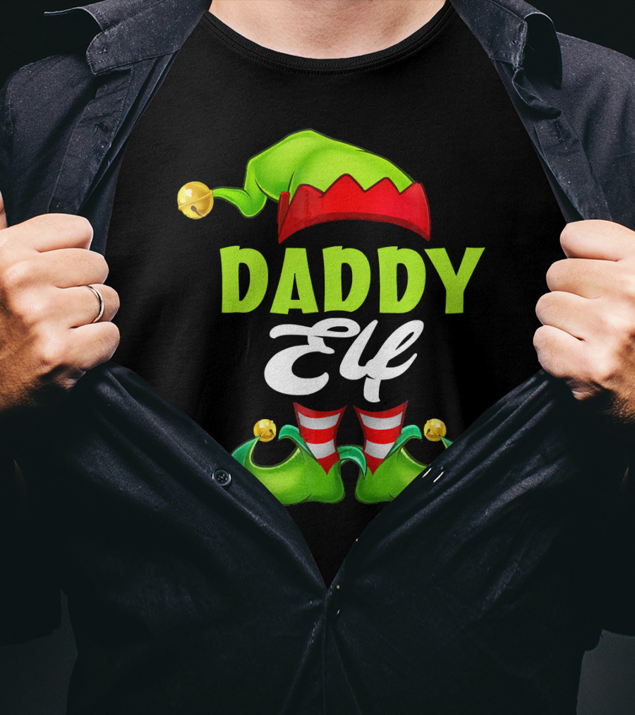 Daddy Elf Christmas Hat And Shoes T-Shirt
