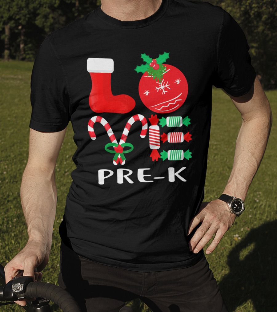 Candy Cane Christmas Stocking Ornament Pre-K T-Shirt