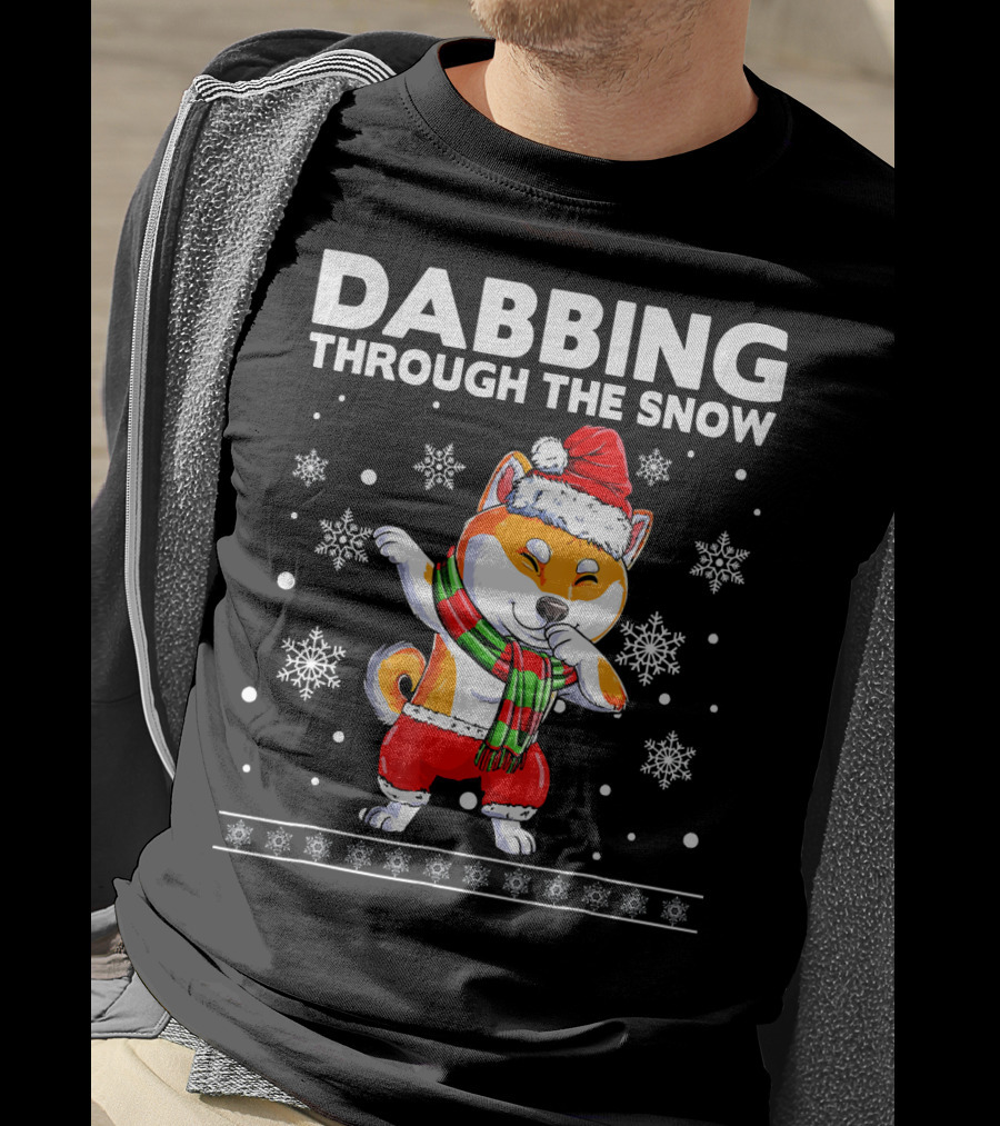 Dabbing Through The Snow Shiba Inu Santa T-Shirt