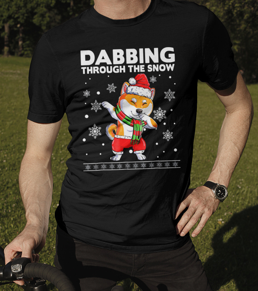 Dabbing Through The Snow Shiba Inu Santa T-Shirt