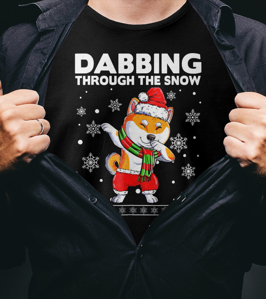 Dabbing Through The Snow Shiba Inu Santa T-Shirt
