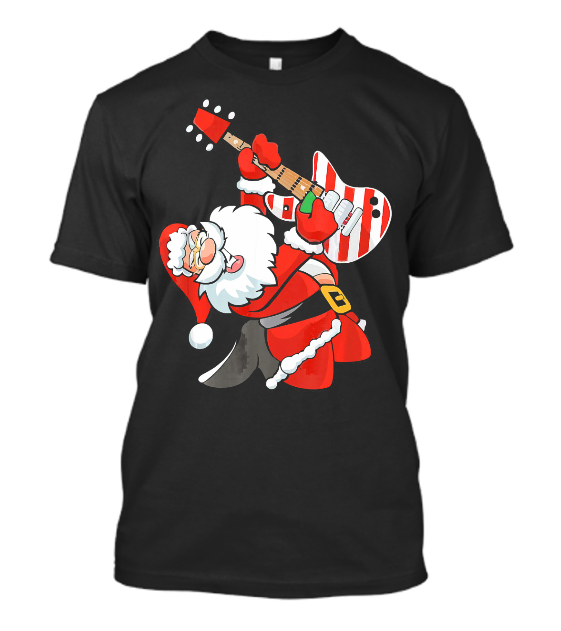 Santa Guitar Player Christmas Music Vintage Rock Holiday T-Shirt