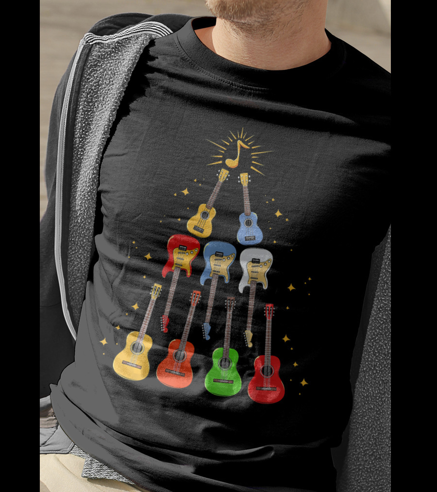 Guitar Christmas Tree Musical Funny Singer Instrument Holiday Display T-Shirt