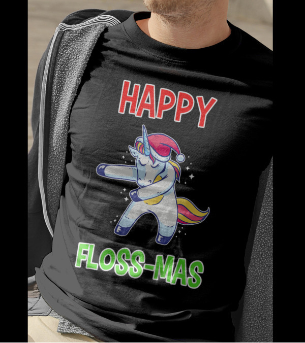 HAPPY FLOSS-MAS Unicorn Christmas Floss T-Shirt