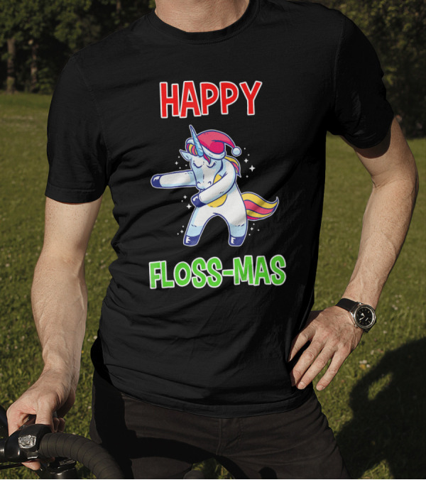 HAPPY FLOSS-MAS Unicorn Christmas Floss T-Shirt