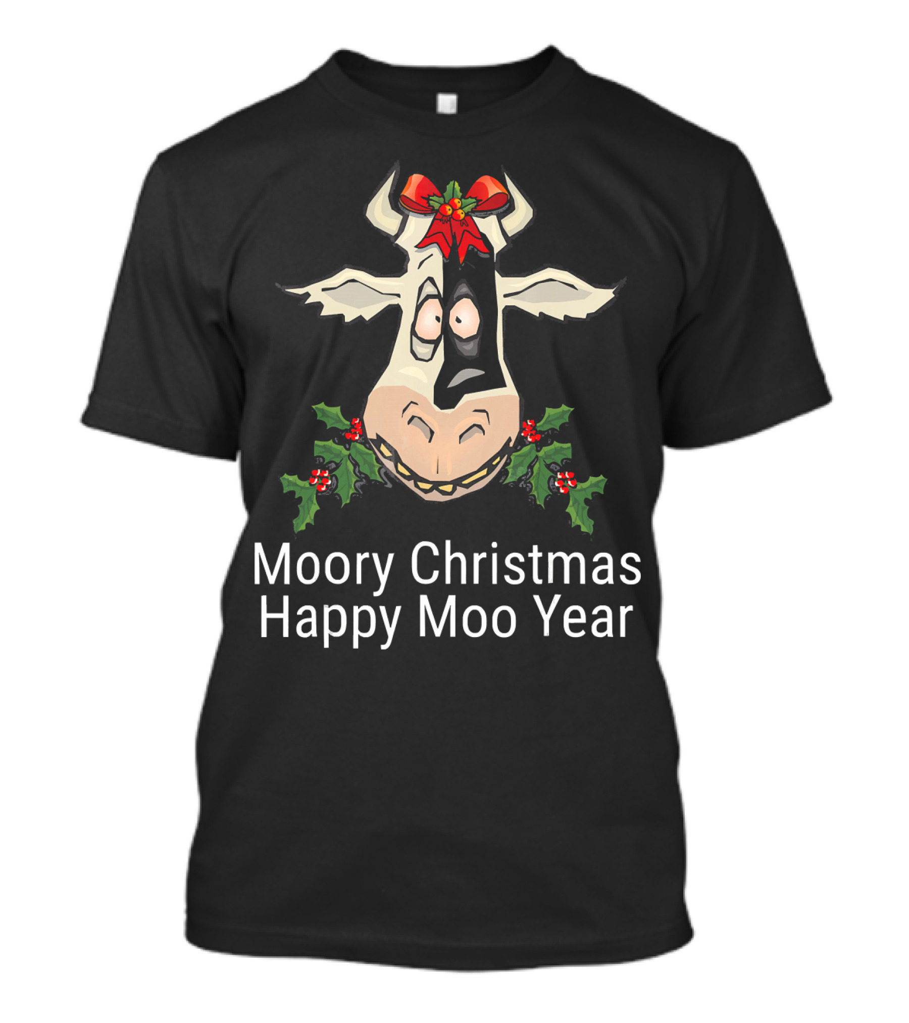 Moory Christmas Happy Moo Year Cow Holiday Spirit T-Shirt