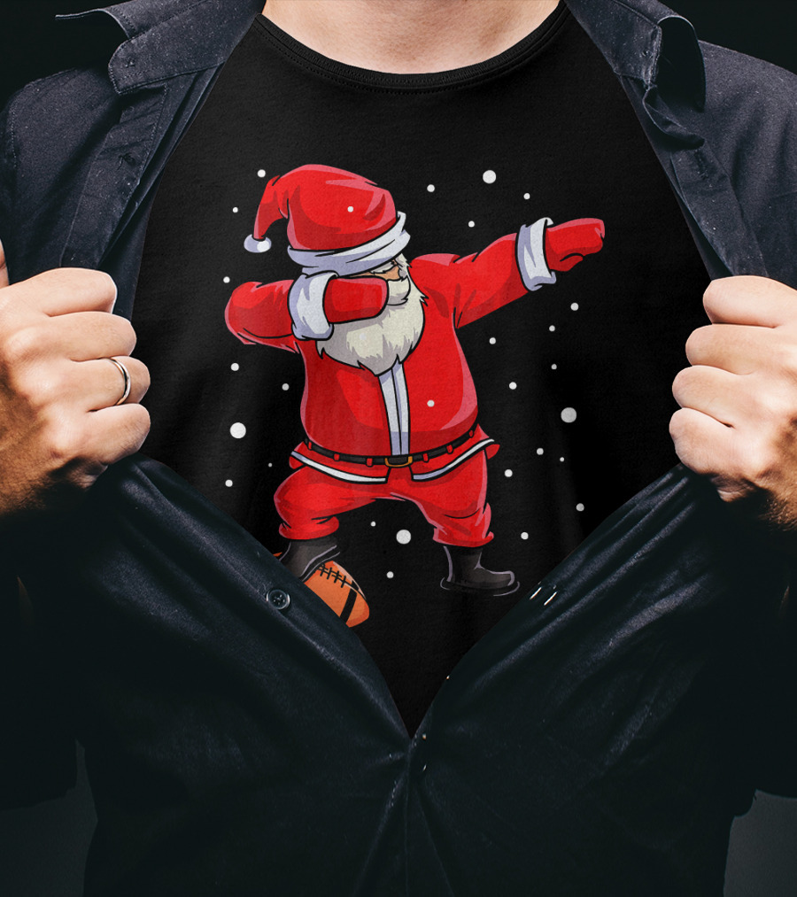 Santa Dabbing With Football Snowflakes T-Shirt