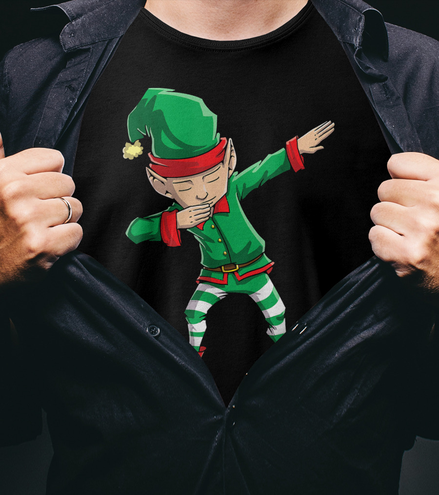 Christmas Dabbing Elf Squad Festive Dance Gesture T-Shirt