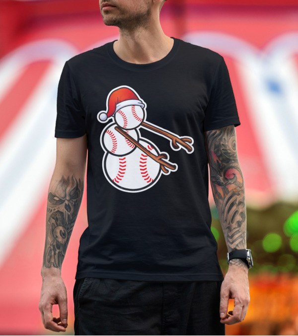 Premium T-Shirt: Flossing Snowman Baseballs Santa Hat T-Shirt Flossing Snowman Baseballs Santa Hat T-Shirt