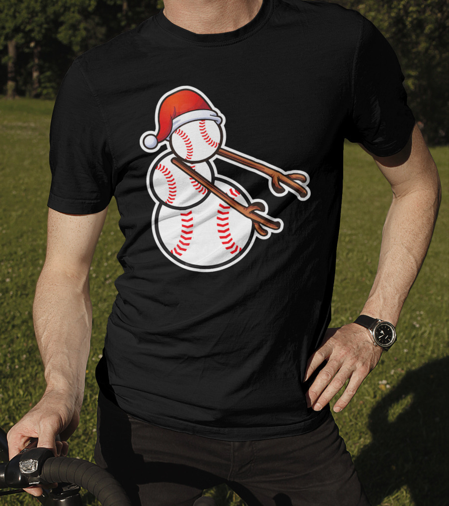 Flossing Snowman Baseballs Santa Hat T-Shirt