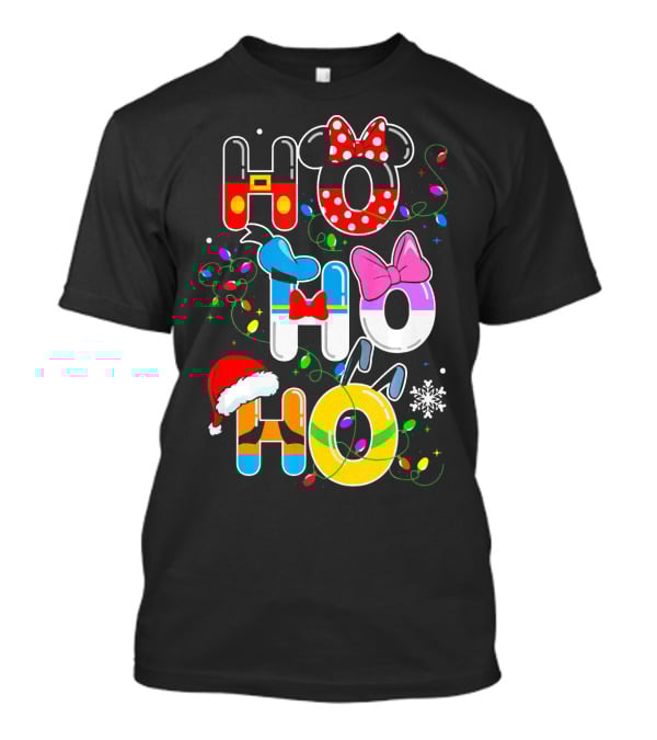 Ho Ho Ho Christmas Disney Characters Lights Decor T-Shirt