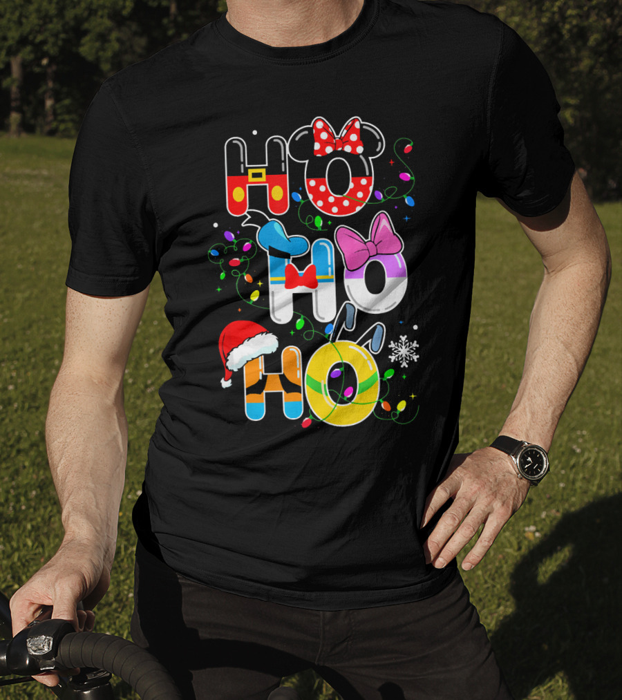 Ho Ho Ho Christmas Disney Characters Lights Decor T-Shirt