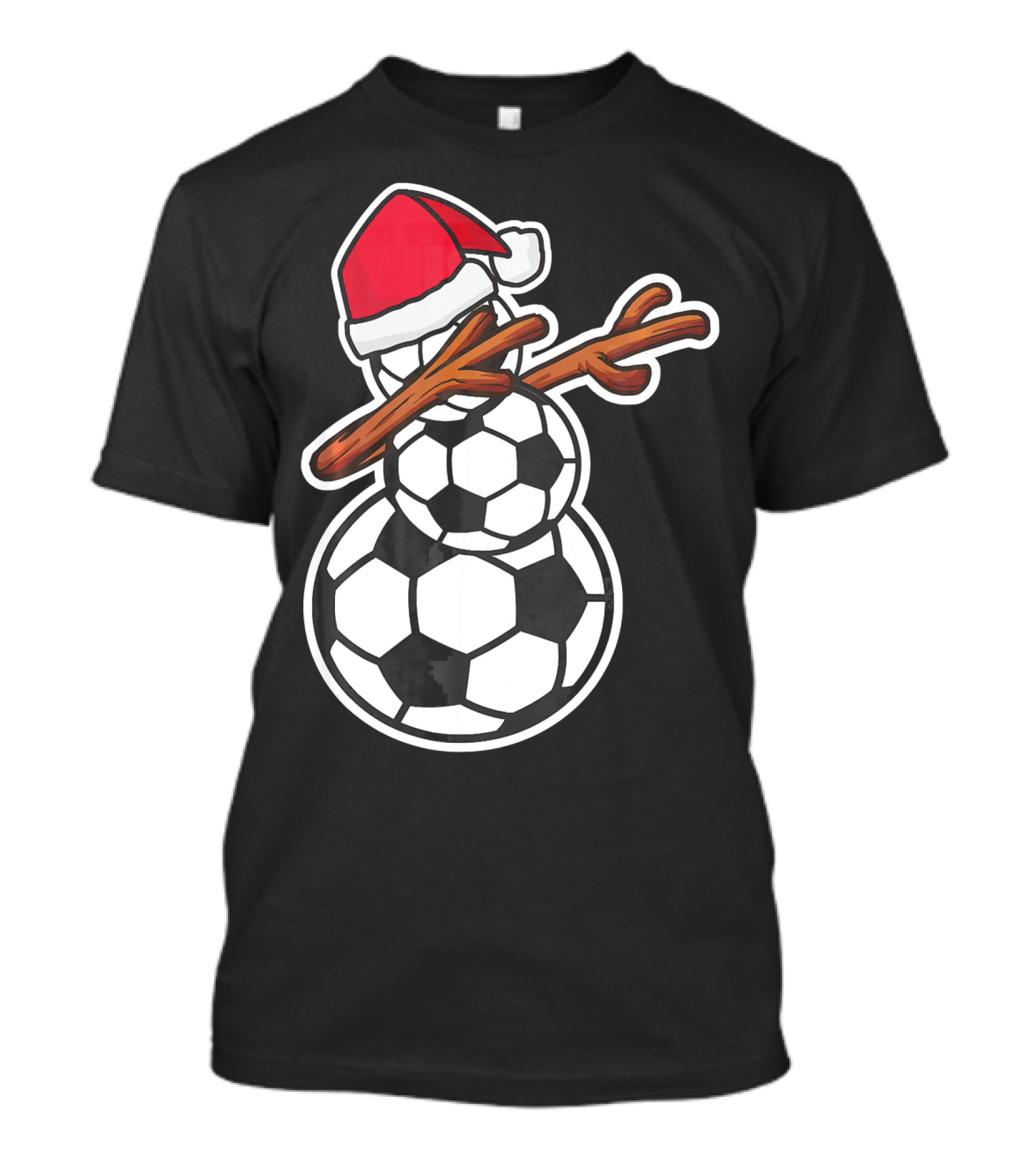 Dabbing Soccer Snowman With Santa Hat T-Shirt