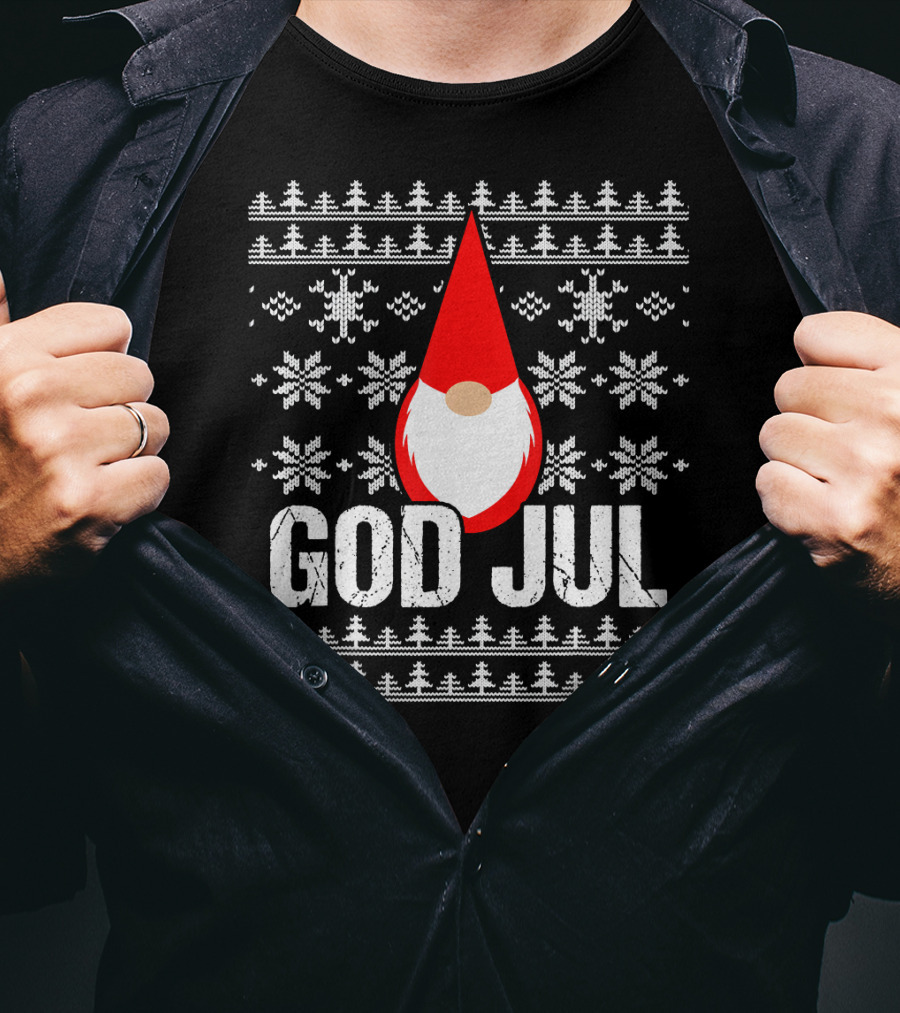 God Jul Gnome Tomte Christmas Nordic T-Shirt