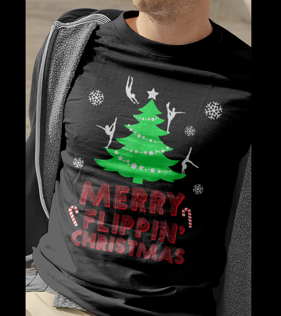 Merry Flippin' Christmas Cute Gymnastics Girls T-Shirt