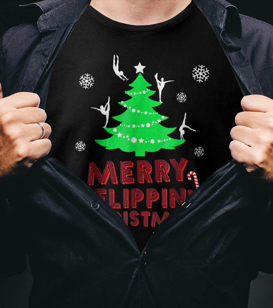 Merry Flippin' Christmas Cute Gymnastics Girls T-Shirt