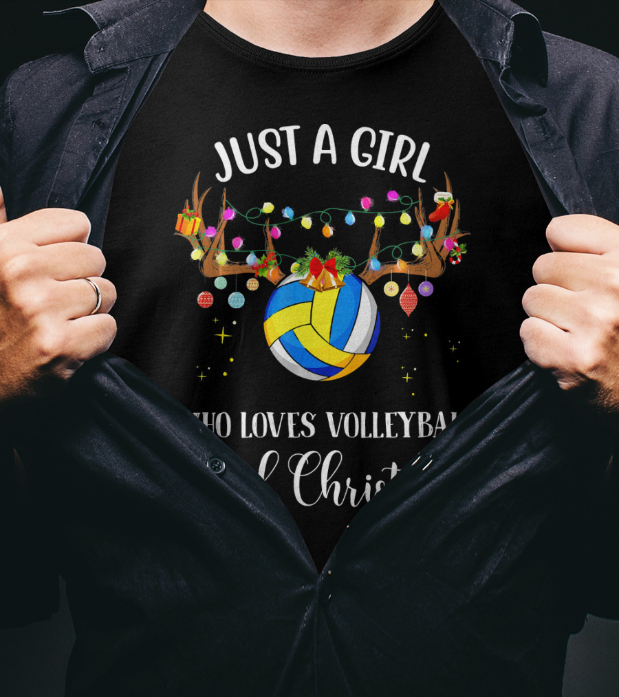 Just A Girl Who Loves Volleyball And Christmas T-Shirt