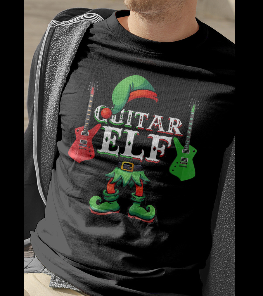 Guitar Elf Electric Guitar Christmas Team T-Shirt