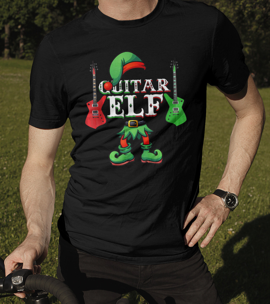 Guitar Elf Electric Guitar Christmas Team T-Shirt