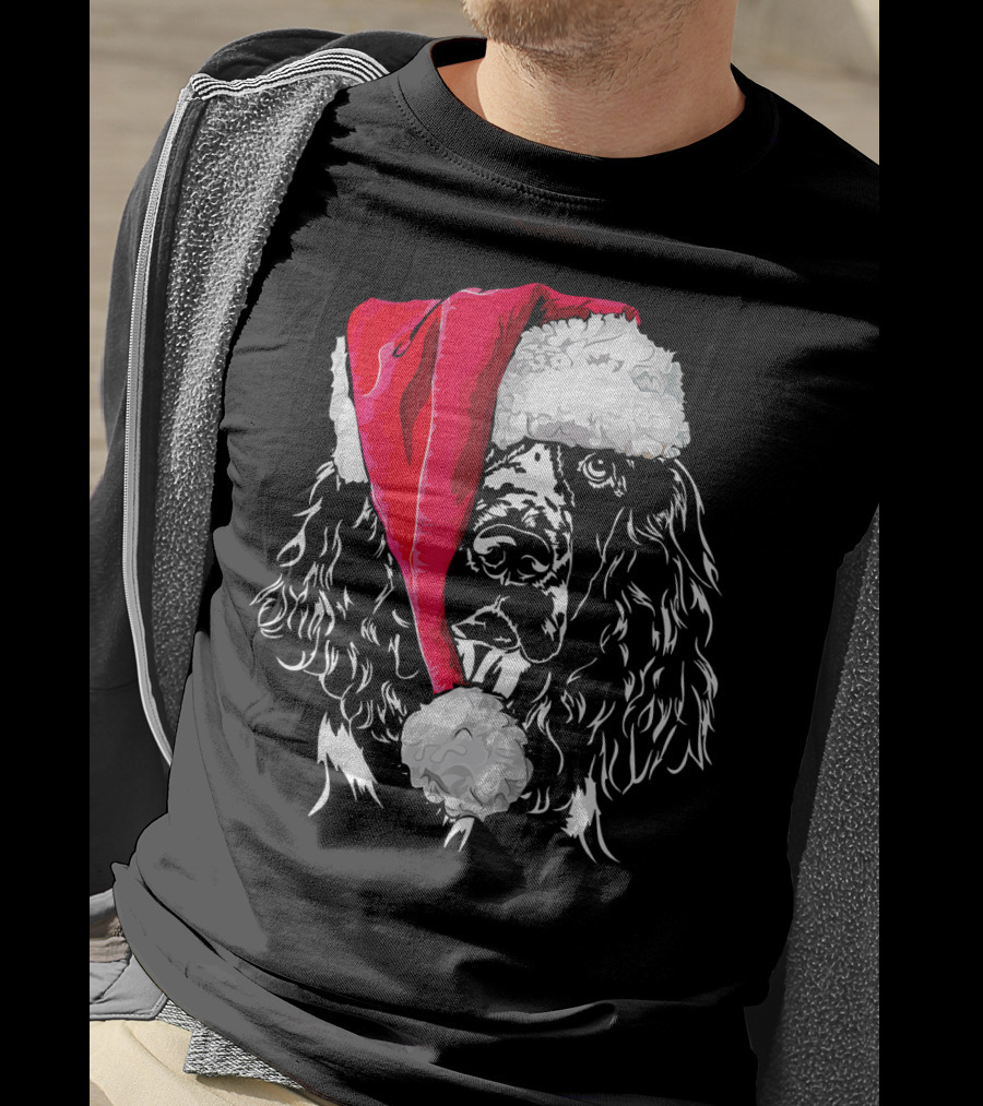 Funny Springer Spaniel Santa Hat Holiday Dog T-Shirt