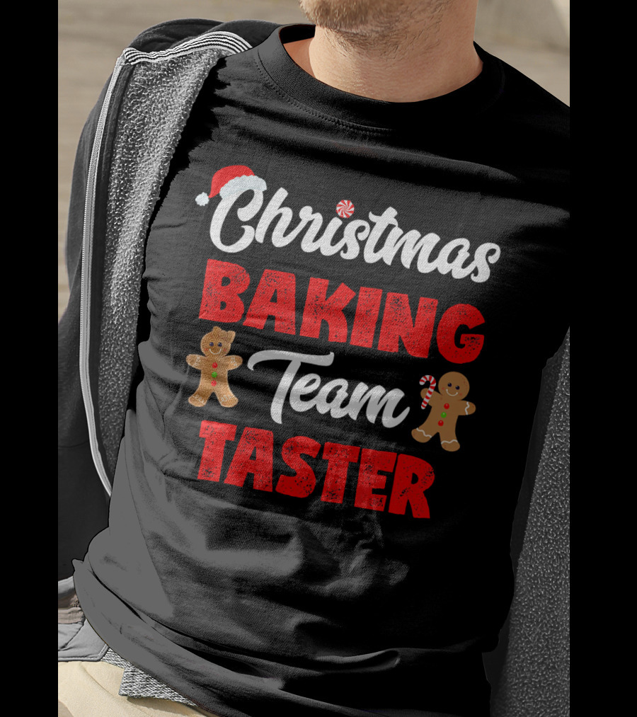 Christmas Baking Team Taster Gingerbread Candy Cane Santa Hat T-Shirt