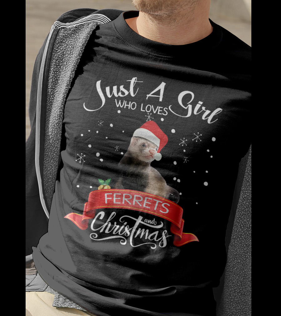 Just A Girl Who Loves Ferrets And Christmas T-Shirt