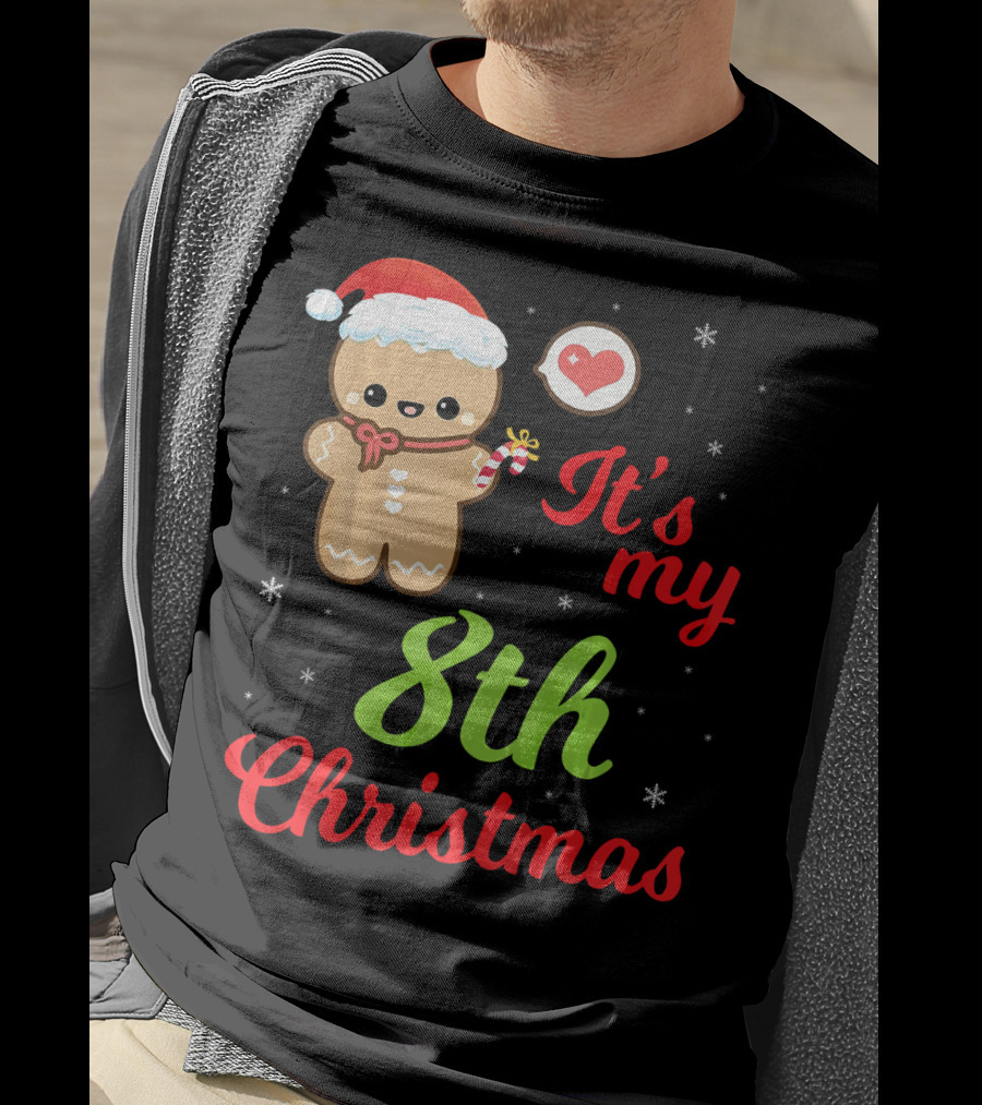 Gingerbread Noel Costume Heart Snow It's My 8th Christmas T-Shirt