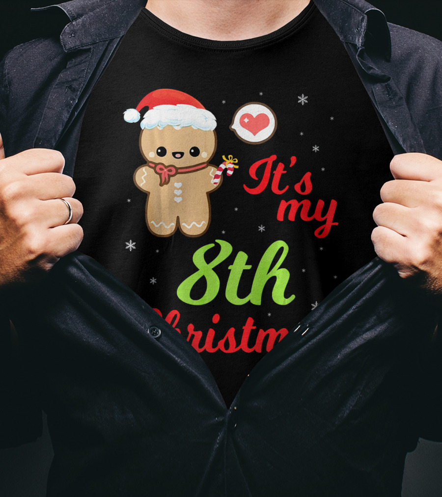 Gingerbread Noel Costume Heart Snow It's My 8th Christmas T-Shirt