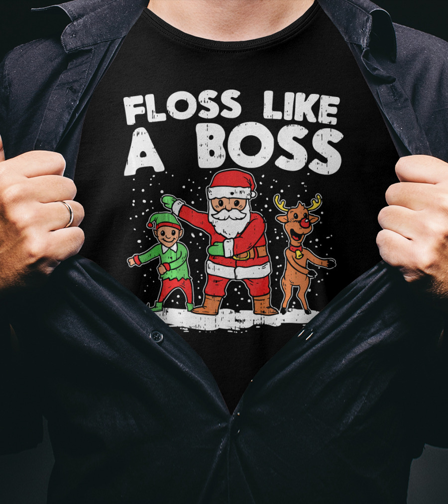 Floss Like A Boss Santa Claus Elf Reindeer Dance T-Shirt