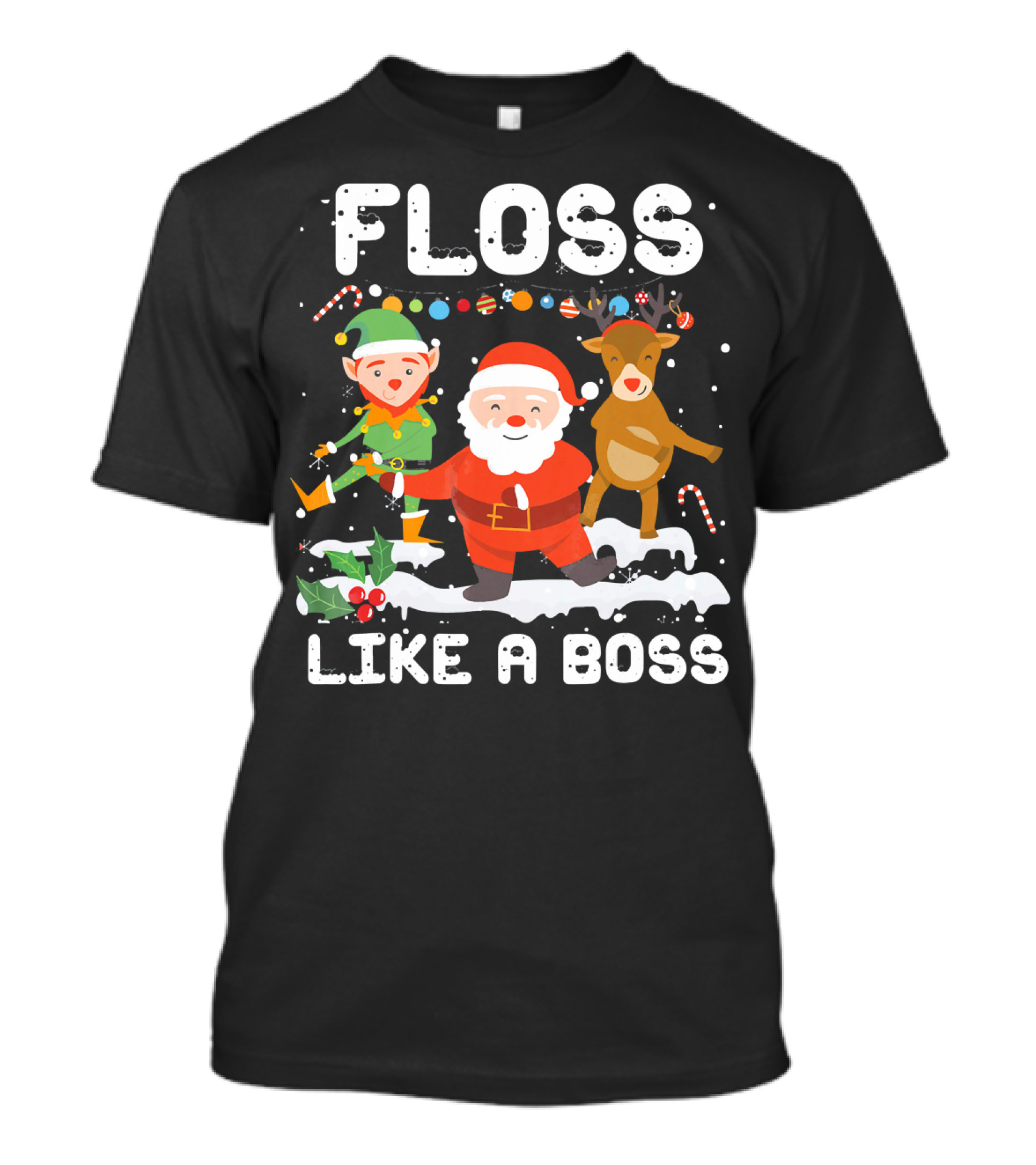 Floss Like A Boss Santa Reindeer Elf Christmas T-Shirt