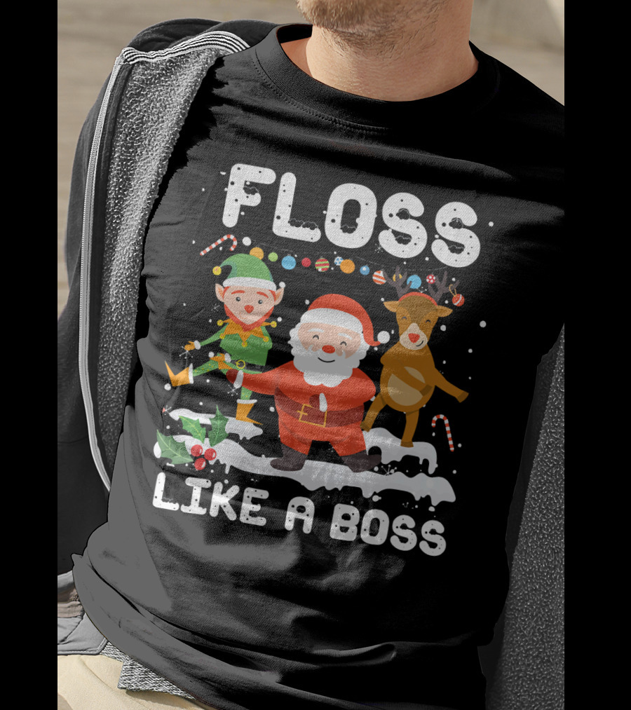 Floss Like A Boss Santa Reindeer Elf Christmas T-Shirt