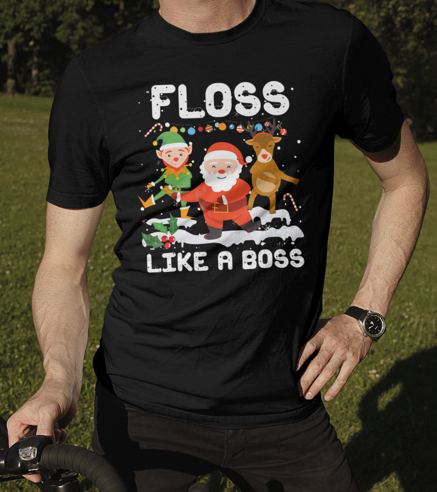 Floss Like A Boss Santa Reindeer Elf Christmas T-Shirt