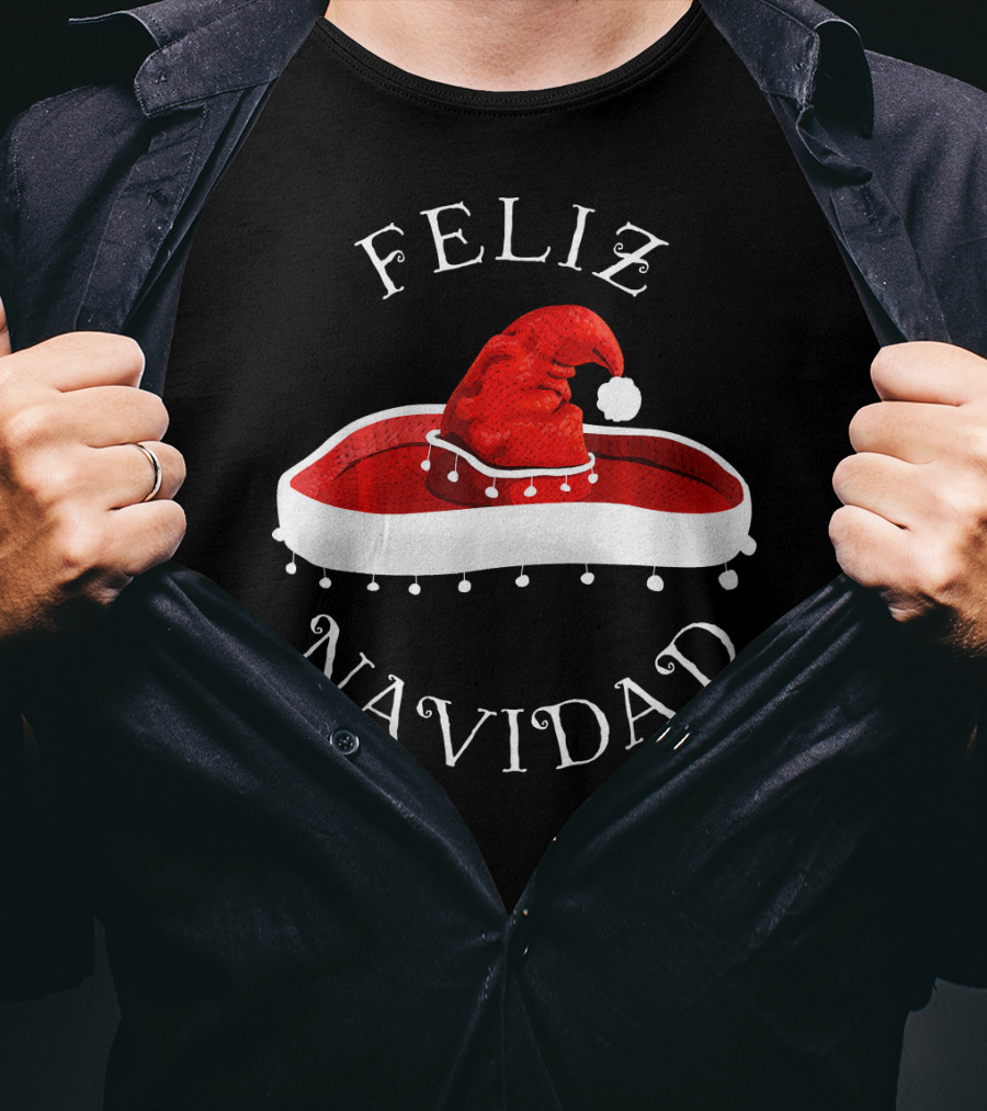 Feliz Navidad Santa Hat Sombrero Christmas Mexico T-Shirt