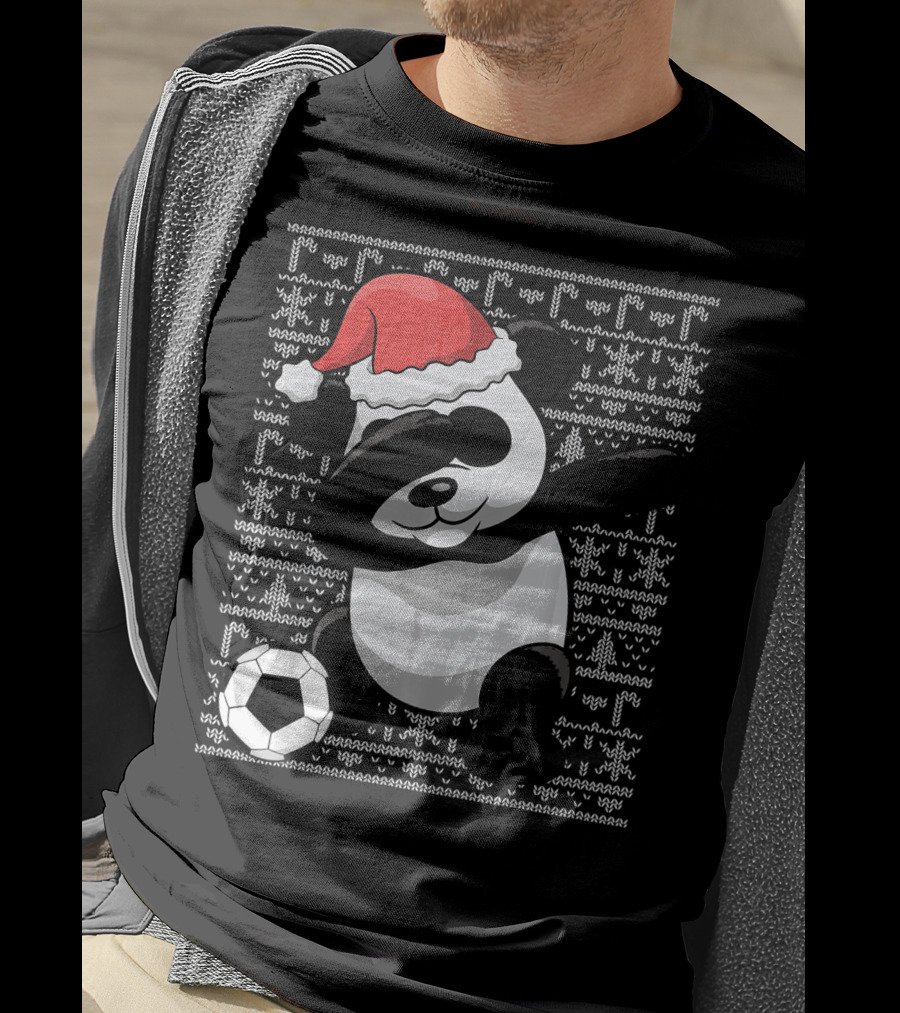 Christmas Dabbing Santa Panda Bear Soccer T-Shirt