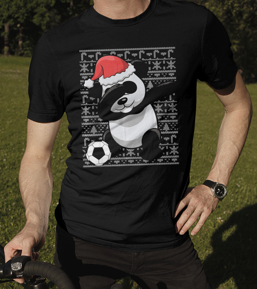 Christmas Dabbing Santa Panda Bear Soccer T-Shirt