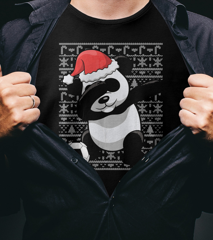 Christmas Dabbing Santa Panda Bear Soccer T-Shirt