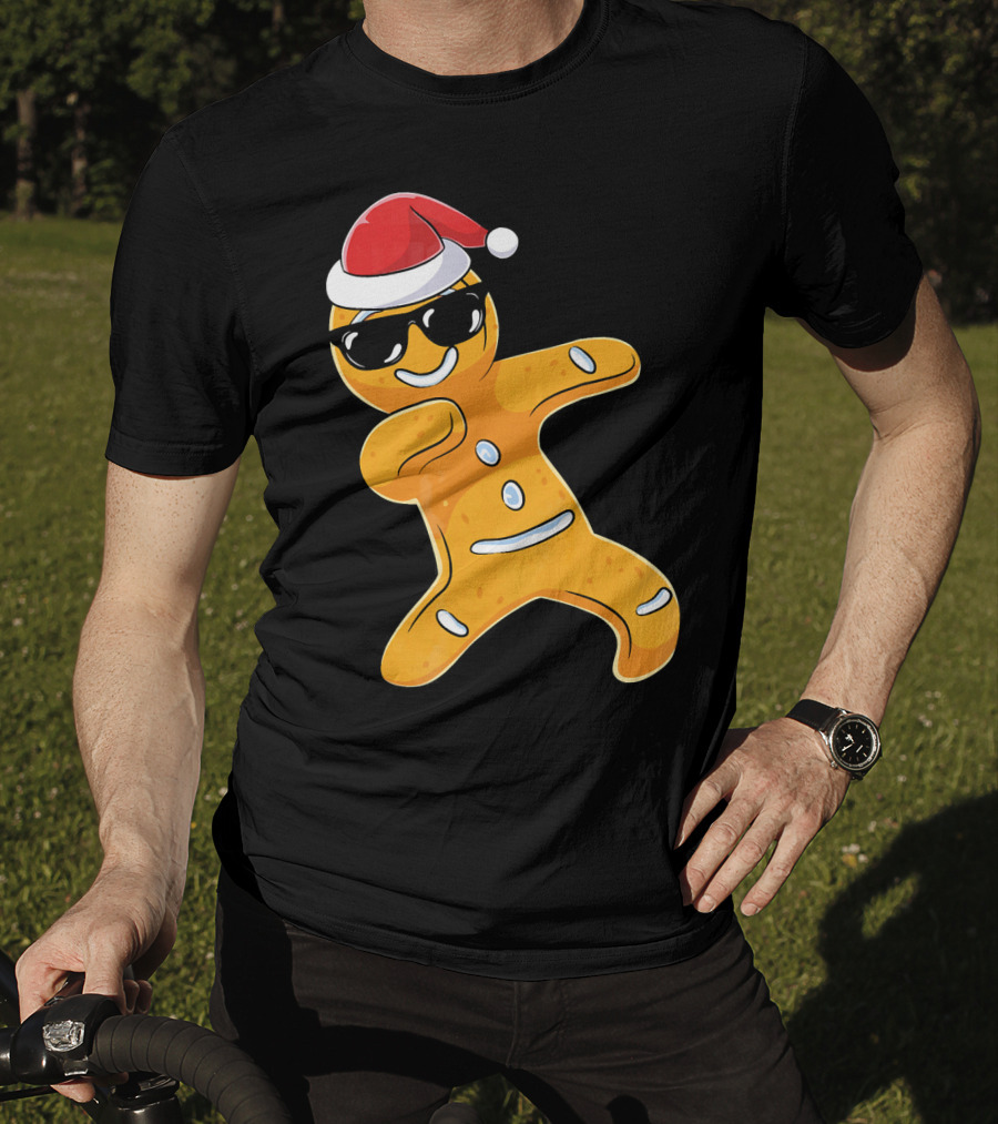 Christmas Dabbing Gingerbread Santa With Sunglasses T-Shirt