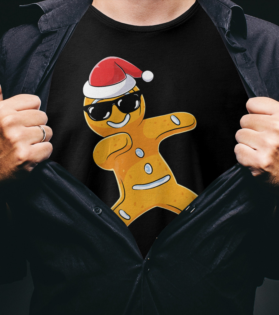 Christmas Dabbing Gingerbread Santa With Sunglasses T-Shirt