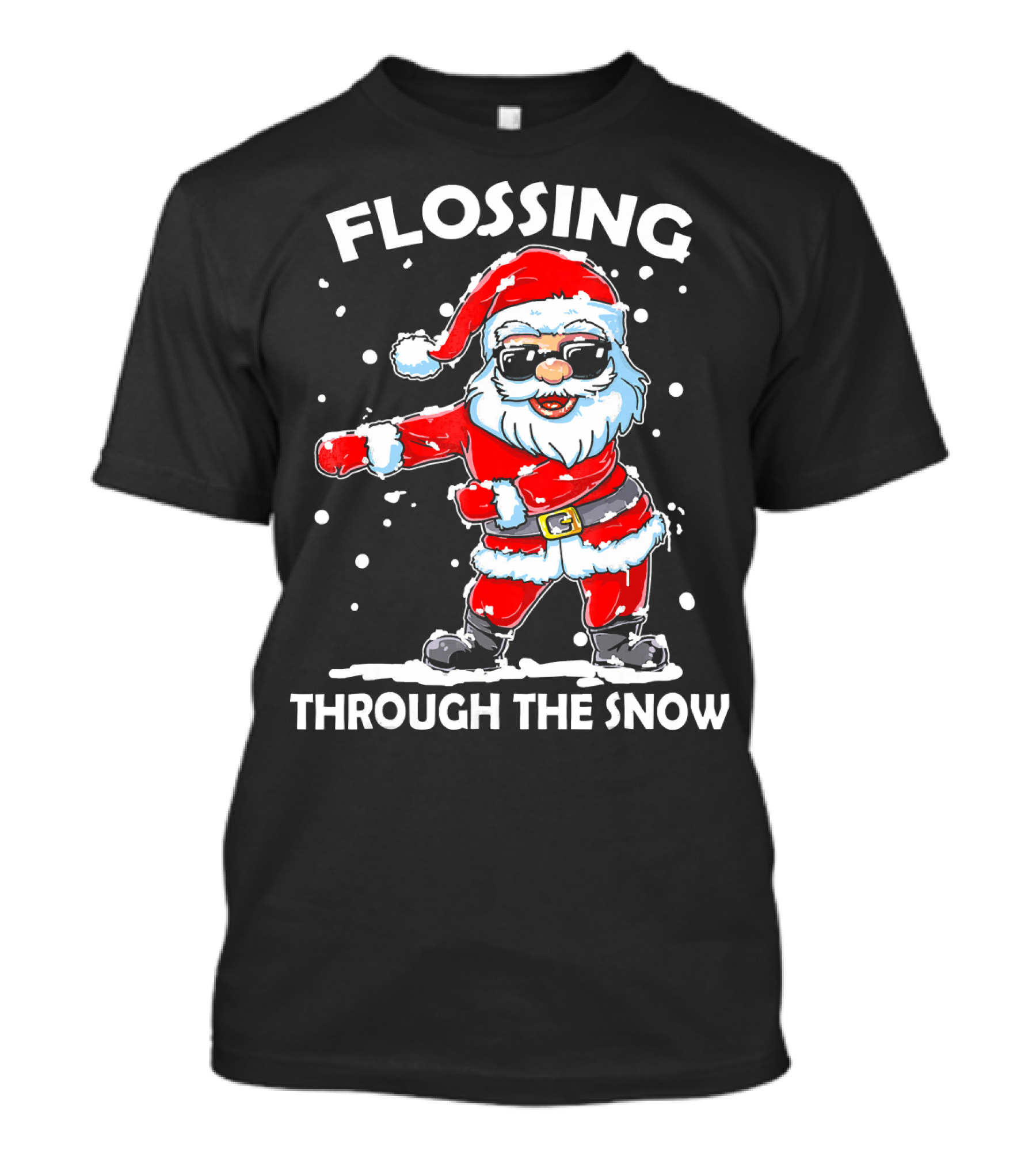Flossing Through The Snow Santa Sunglasses Floss Dance T-Shirt